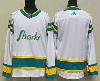 Mens San Jose Sharks Blank White 2022 Reverse Retro Stitched Jersey->san jose sharks->NHL Jersey